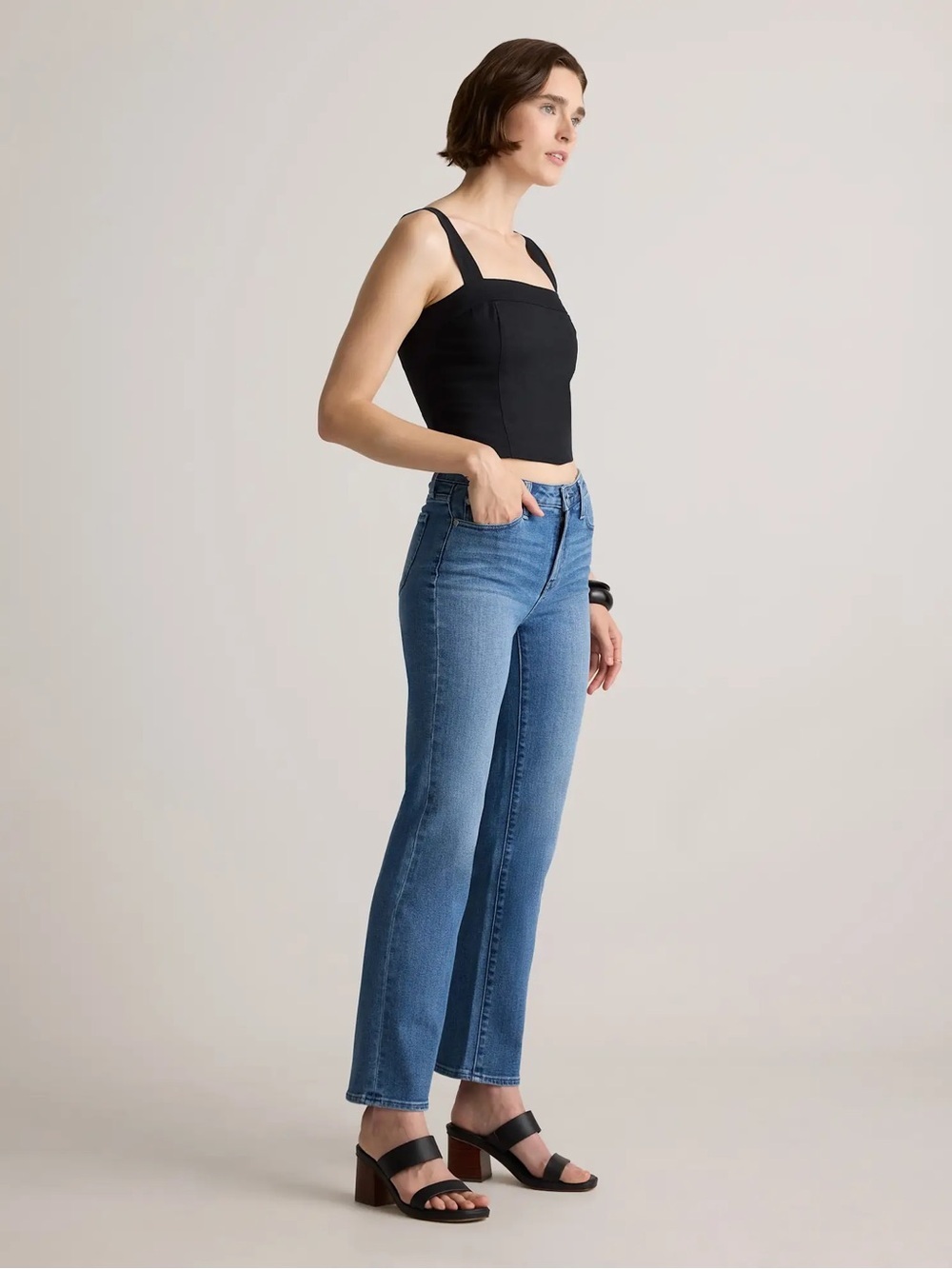 Quince Bella Relaxed High-Rise Straight Leg Jeans - Blue size 31 NWT
